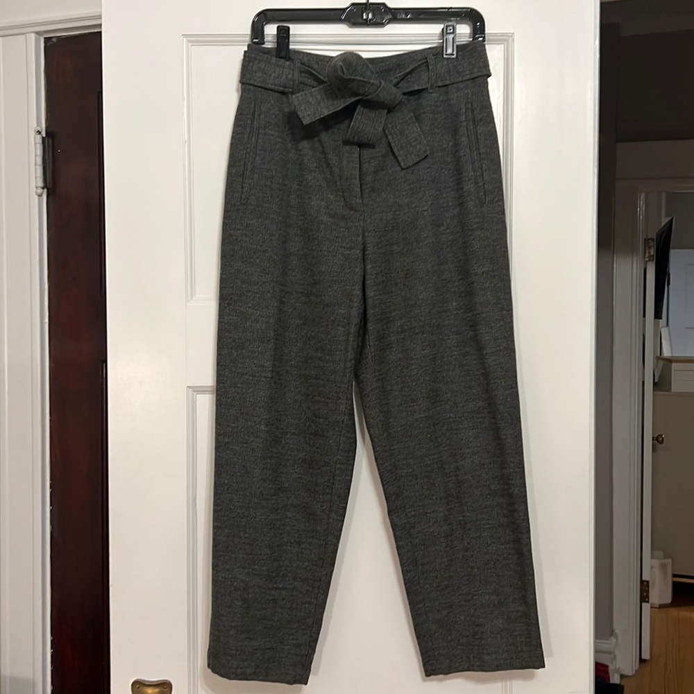 Aritzia Wilfred Tie-Front Grey Tweed Pants